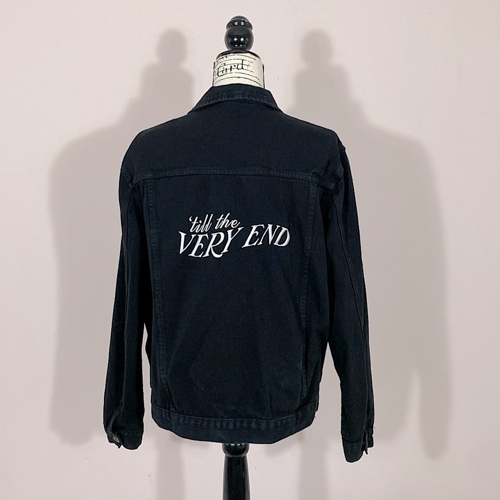Black 'Till the Very End' Graphic Jean Jacket